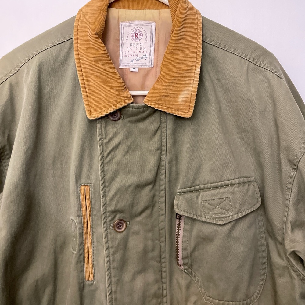 Men's Olive Green Barn Coat with Tan Accents